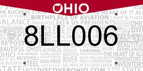 8LL006 Ohio License Plate