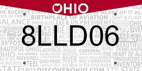 8LLD06 Ohio License Plate