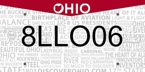 8LLO06 Ohio License Plate