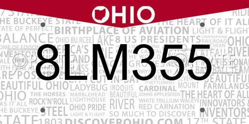 8LM355 Ohio License Plate