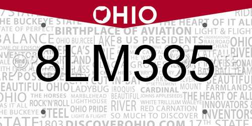 8LM385 Ohio License Plate