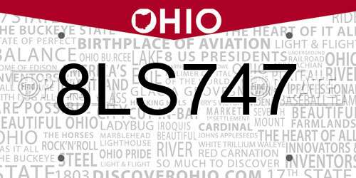 8LS747 Ohio License Plate