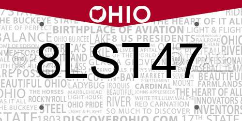 8LST47 Ohio License Plate