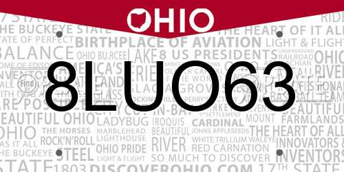 8LUO63 Ohio License Plate