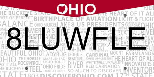 8LUWFLE Ohio License Plate