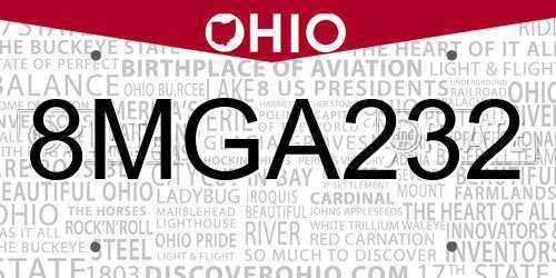 8MGA232 Ohio License Plate