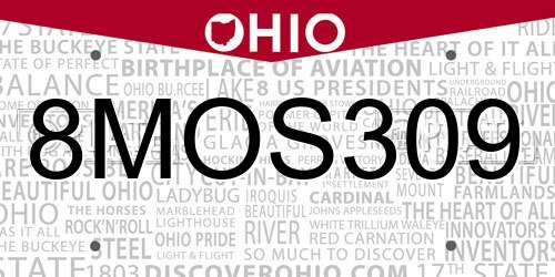 8MOS309 Ohio License Plate