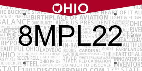 8MPL22 Ohio License Plate