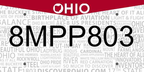 8MPP803 Ohio License Plate