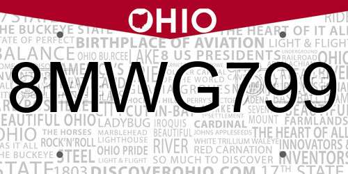 8MWG799 Ohio License Plate