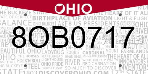 8OB0717 Ohio License Plate
