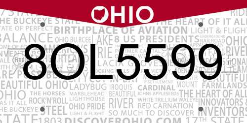 8OL5599 Ohio License Plate