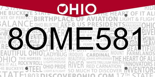 8OME581 Ohio License Plate
