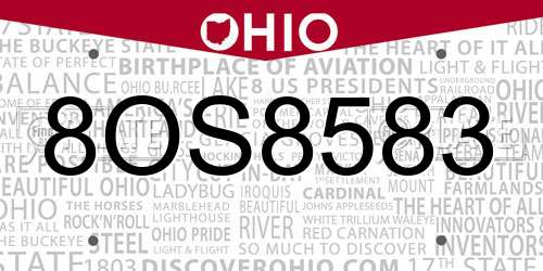 8OS8583 Ohio License Plate