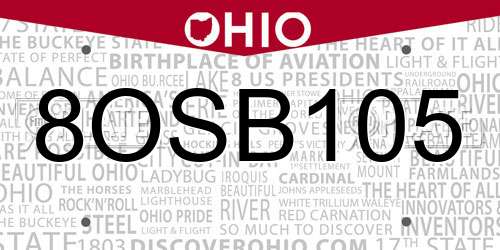 8OSB105 Ohio License Plate