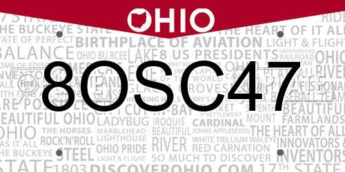 8OSC47 Ohio License Plate
