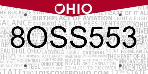 8OSS553 Ohio License Plate