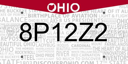 8P12Z2 Ohio License Plate