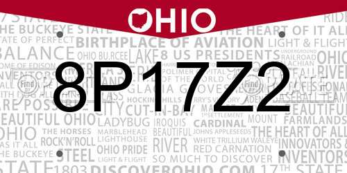 8P17Z2 Ohio License Plate