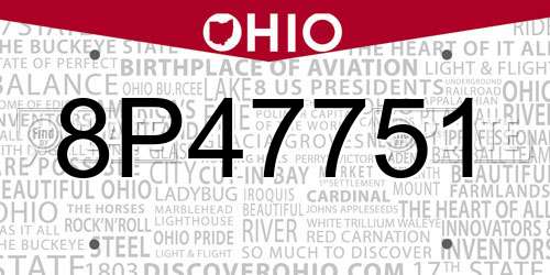 8P47751 Ohio License Plate