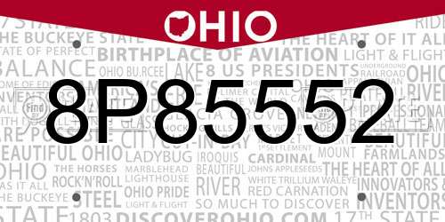 8P85552 Ohio License Plate