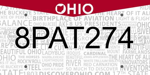 8PAT274 Ohio License Plate