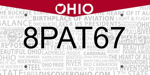 8PAT67 Ohio License Plate