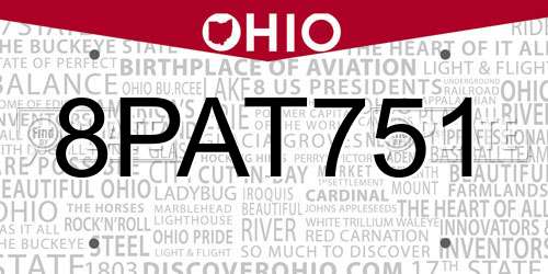 8PAT751 Ohio License Plate
