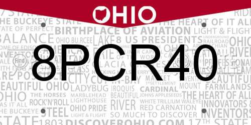8PCR40 Ohio License Plate