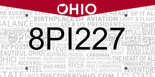 8PI227 Ohio License Plate