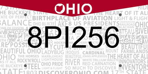 8PI256 Ohio License Plate