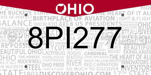 8PI277 Ohio License Plate