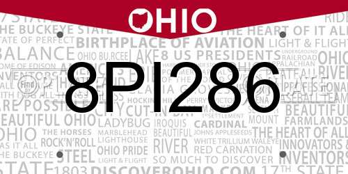 8PI286 Ohio License Plate