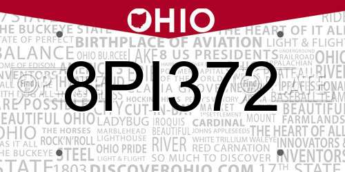 8PI372 Ohio License Plate