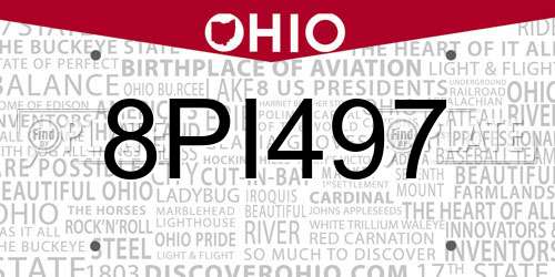 8PI497 Ohio License Plate