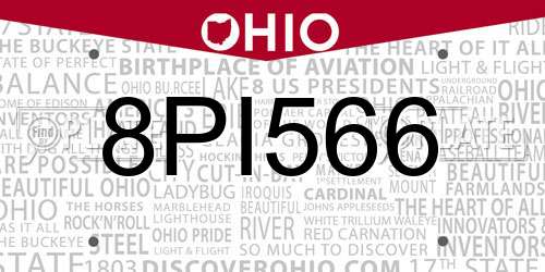 8PI566 Ohio License Plate