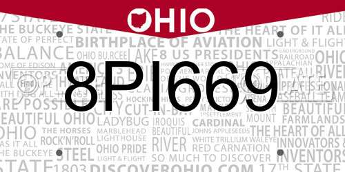 8PI669 Ohio License Plate