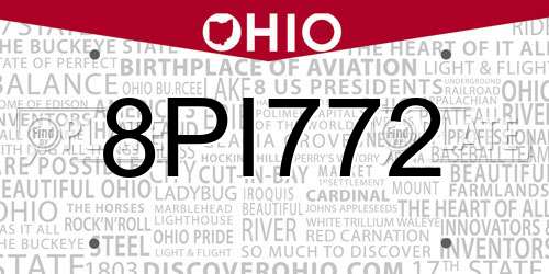 8PI772 Ohio License Plate