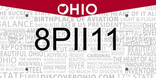 8PII11 Ohio License Plate