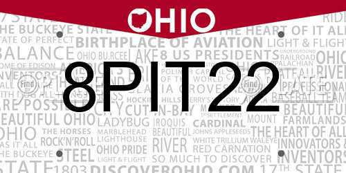 8PIT22 Ohio License Plate