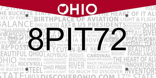 8PIT72 Ohio License Plate