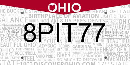 8PIT77 Ohio License Plate