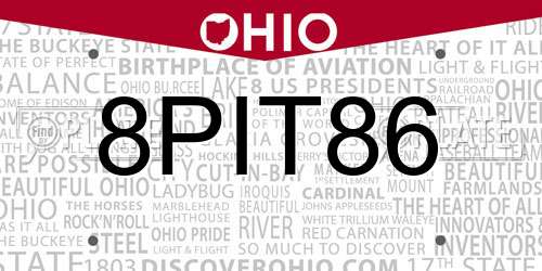 8PIT86 Ohio License Plate