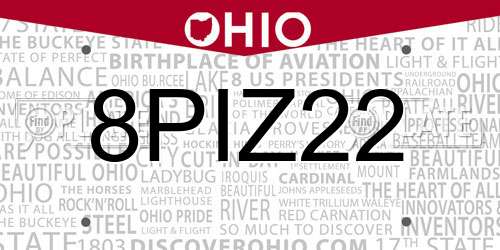 8PIZ22 Ohio License Plate