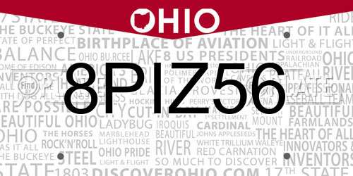 8PIZ56 Ohio License Plate