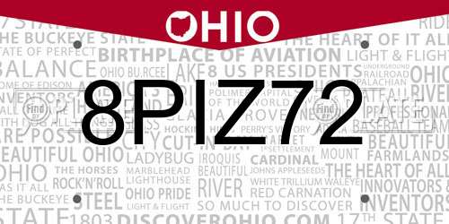 8PIZ72 Ohio License Plate
