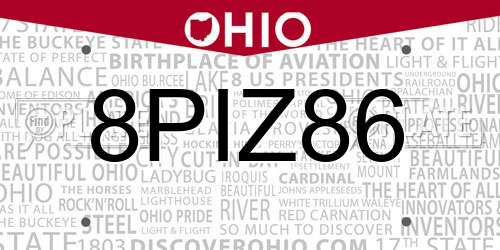 8PIZ86 Ohio License Plate