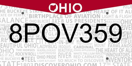 8POV359 Ohio License Plate