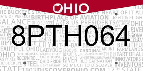 8PTH064 Ohio License Plate