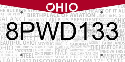8PWD133 Ohio License Plate